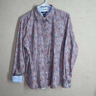 Blusa CHAPS Sin Hierro Para Mujer Talla 2X Pastel Cachemira Puño Abatible Camisa Abotonada Foto 1 de 4