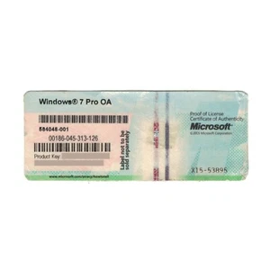COA LICENZA ORIGINALE WINDOWS 7 PRO PROFESSIONAL MICROSOFT TAGLIANDINO STICKER - Imagen 1 de 1