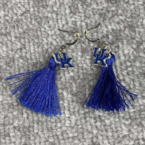 University Of Kentucky Dangle Earrings Womens Blue Logo Tassel College Wildcats Cover