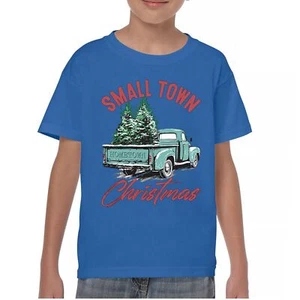 Small Town Christmas Youth T-shirt Hometown Holiday Spirit Xmas Tree Cozy Kids - Picture 1 of 50
