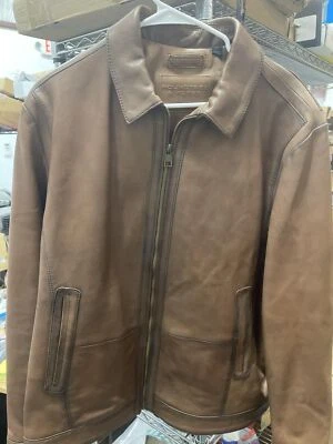 Roundtree & Yorke Burnished Lamb Leather Jacket L Large Brown F25LR405 Brown - Image 1 of 3