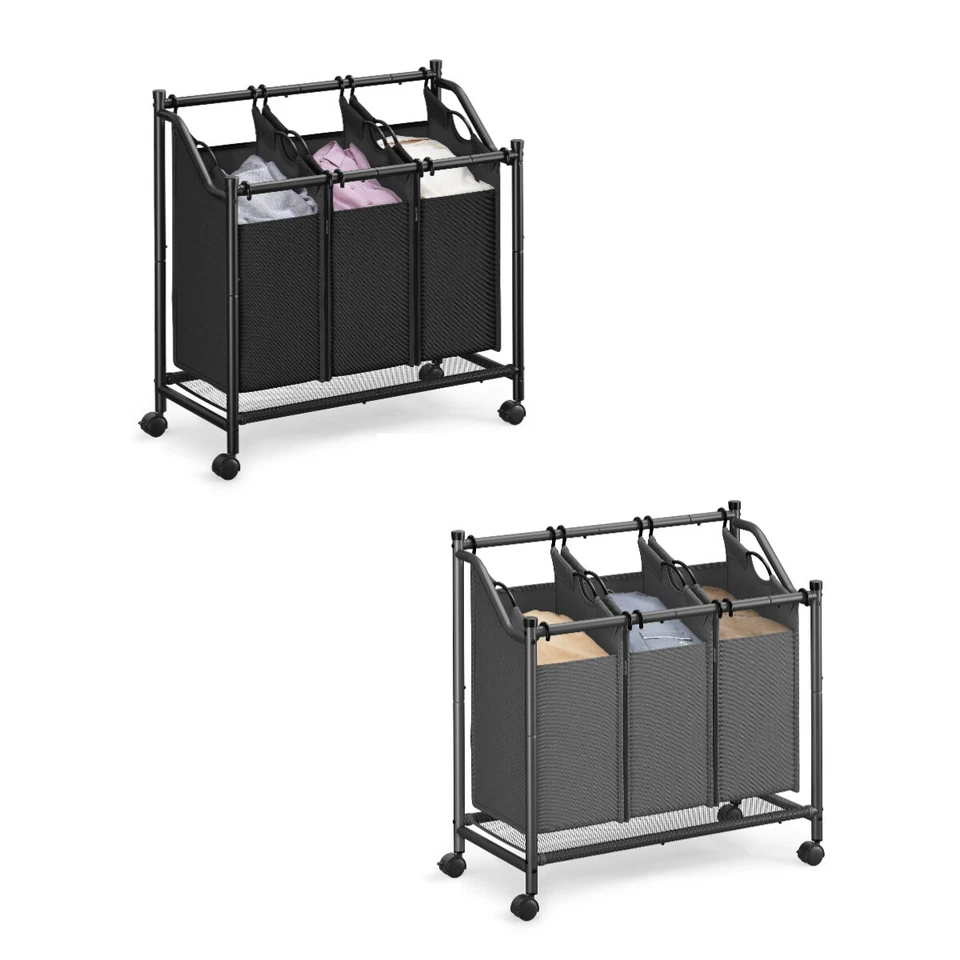 SONGMICS Wäschekorb mit Rollen mit 3 abnehmbaren Wäschesäcken 3 x 45 L - Bild 1 von 1