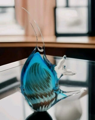 HANDGEFERTIGT Glass Figurine Fish Sculpture Glass Figurine Crystal Glass Murano Style Art Handmade