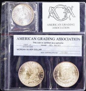 1885-P Morgan Silver Dollar $1 AGA MS (BU Uncirculated, Unc.) Philadelphia - Picture 1 of 4