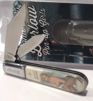 NOVELTY CUTLERY Bombshell Pin Up Girls Synthetic Handles 2 Blade BARLOW Pocket Knife Pen EDC