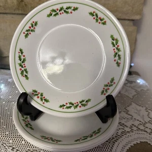 Corelle Christmas Holly Days 6.75” Bread & Butter Dessert Plate Lot Of 4 - Picture 1 of 4