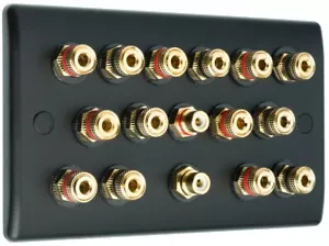 Altavoz Placa de Pared Negro Mate 7.2 14 Postes de Encuadernación + 2 RCA AV Audio No Soldado - Imagen 1 de 5