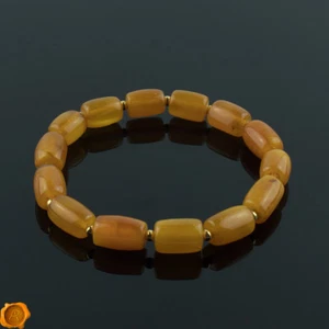 Rare Beeswax Luxury Baltic Amber Gold Adult Beaded Bracelet for Men Women - Picture 1 of 6