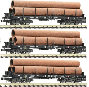 Fleischmann N 826702 Set 3 Stake Cars with Load Pipes DB AG Epoch 6 New 1:160 - Picture 1 of 4