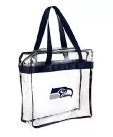 Seattle Seahawks Team Logo CLEAR Messenger Tote Bag Purse Game Stadium Security Cover