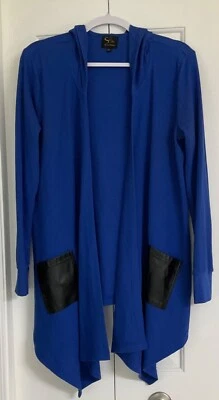 Serena Williams Signature Statement Blue Hooded Cardigan w/Pockets Medium NWOT - Imagem 1 de 4