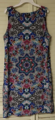 Nicole by Nicole Miller Boho Floral Kaleidoscope Paisley Shift Dress Size Large - Image 1 of 4