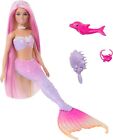 Barbie Mermaid Doll, Malibu with Pink Hair, Styling Accessories, Pet Dolphin a