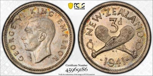 New Zealand - 1941 - Threepence - KM7 - NGC MS62 - Picture 1 of 1