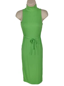 BNWT WOMEN ASOS PETITE UK 4 GREEN SLEEVELESS RIBBED DRAWSTRING MAXI TSHIRT DRESS - Picture 1 of 4