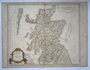 SCOTLAND c. 1750 ROBERT DE VAUGONDY LARGE ANTIQUE ENGRAVED MAP 18TH CENTURY - Picture 1 of 13