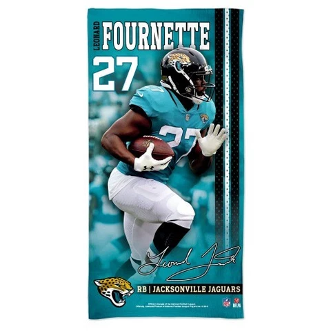 LEONARD FOURNETTE JACKSONVILLE JAGUARS SPECTRA BEACH TOWEL 30"X60" COTTON PLUSH Cover