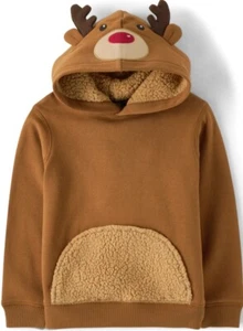 GYMBOREE  REINDEER Antler Brown Fleece Hoodie Boys Girls UNISEX SIZE M 18-24 NWT - Picture 1 of 10