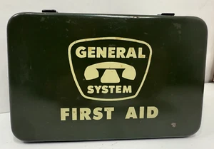 Vintage General Telephone System Metal First Aid Box Wall Mount or Carry *Full* - Picture 1 of 12