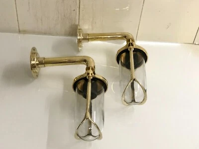 Aplique de pared hecho a mano marino antiguo industrial latón cisne lámpara lote de 2 Foto 1 de 4