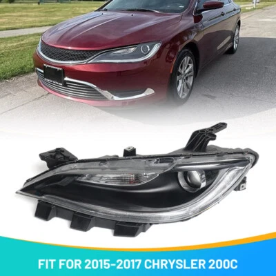 Driver Black Trim w/ LED DRL Halogen Headlight For 2015-2017 Chrysler 200 Left - Изображение 1 из 4