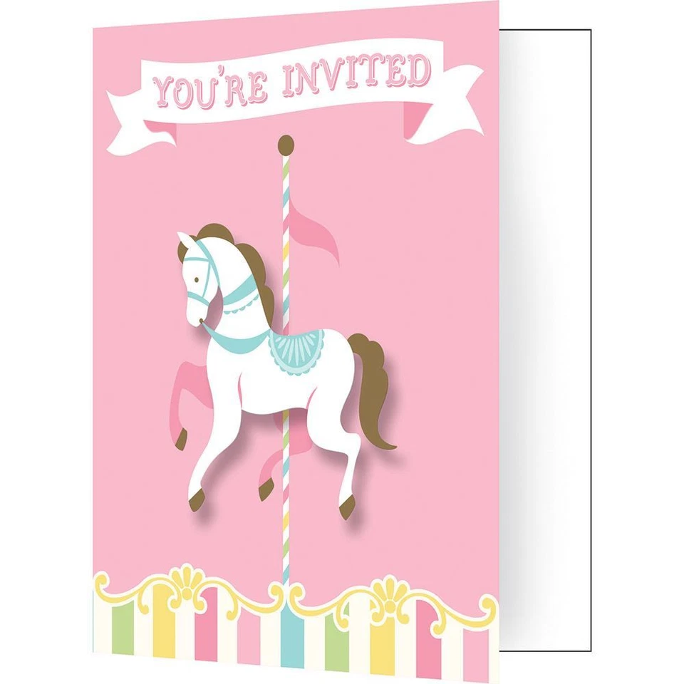 Carousel Baby Shower 8 Ct Invitations with Attachments, Envelopes - Image 1 of 1