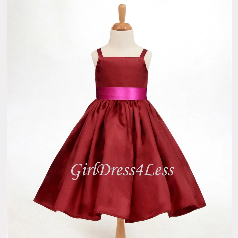 APPLE RED SPAGHETTI STRAPS JUNIOR FLOWER GIRL HOLIDAY DRESS 12-18M 2 4 6 8 10 12 - Image 1 of 1