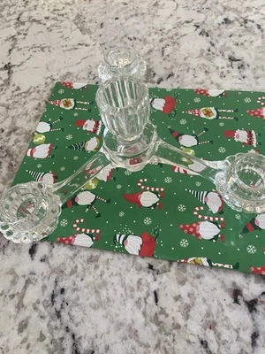 Винтажный Cambridge кристально прозрачный шикарный стеклянный 3 руки канделябр дополнение Epergne - Изображение 1 из 4