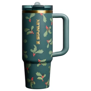 Stanley 30oz Flip Straw Tumbler in Holiday Botanical 🎄Christmas Holly - NEW - Picture 1 of 3