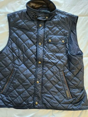 Polo Ralph Lauren Navy Vest Diamond Quilted Full Zip Corduroy Trim   XL - Image 1 of 4