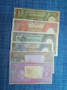 🇮🇩 Indonesia assortment of 6 old banknotes 052225-4 - Picture 1 of 5