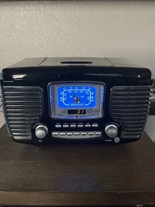 Crosley Corsair Clock Radio/CD Player with Bluetooth Black Model CR612D Works - Picture 1 of 7
