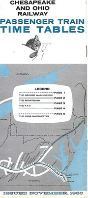 C&O Railway Passenger Timetables Michigan Ferry Schedules 1960 1964 - Image 1 of 2