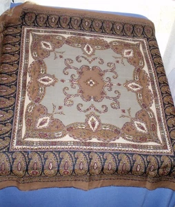 Club 7 Echo Wool 100% Laine Japan Scarf 30" Square Bandana Paisley Autumn Color - Picture 1 of 8