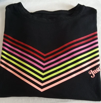 Niña Talla 14 rayas multicolores Justice sobre fondo negro Foto 1 de 4