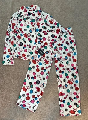 ¡NUEVO CON ETIQUETAS! Kate Spade Juego de 2 Pijama de Navidad, Estampado de Bastones de Caramelo Galletas, Pequeño Foto 1 de 4