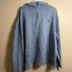 Polo Ralph Lauren Men’s 1/4 Zip Sweater Long Sleeve Cotton Blue XXL - Picture 1 of 3