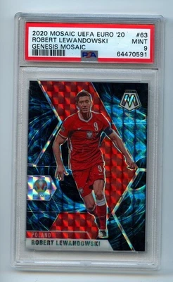 2020-2021 21 Mosaic Genesis Robert Lewandowski SP PSA 9 Gem Mint POLAND #63 - Image 1 of 2