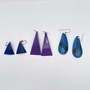 Lote Pendientes Colgantes Esmalte Vintage Años 80 Geométrico Lágrima Triángulo Conjunto Joyería - Imagen 1 de 10