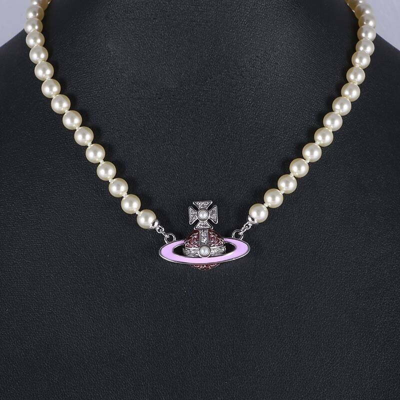 キーホルダー・キーリング Vivienne Westwood Vivienne Westwood Necklace Pink Roxanne Pe Vivienne Westwood Crystal-embellished Roxanne Necklace in