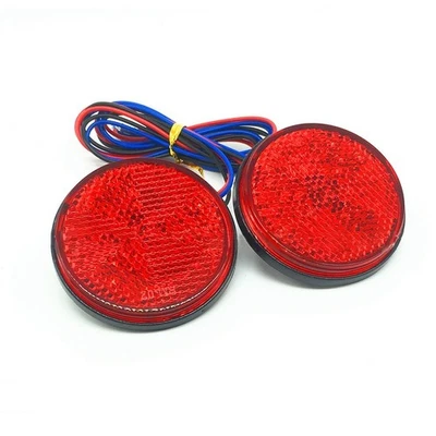 2PC Red 24LED Motorcycle Round Reflector Tail Brake Turn Signal Light Lamp 12V - Image 1 of 4