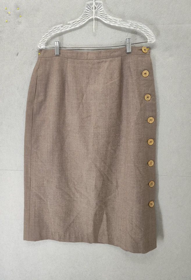 Falda Vintage Bloomingdale's Mujer Mediana Marrón Lana Botón Lateral Uruguay Años 90 Foto 1 de 4