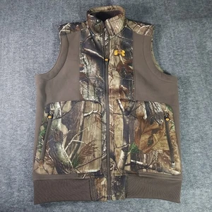 Under Armour Vest Mens S Brown Real Tree Full Zip Camo Fleece Hunting Outdoor - Picture 1 of 7