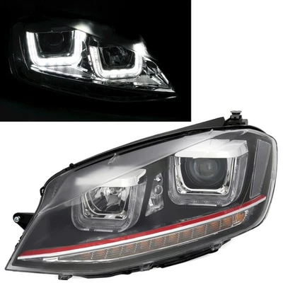 Scheinwerfer Set für VW Golf 7 mit LED Blinker U-TUBE Tagfahrlicht LED Halogen - Bild 1 von 4