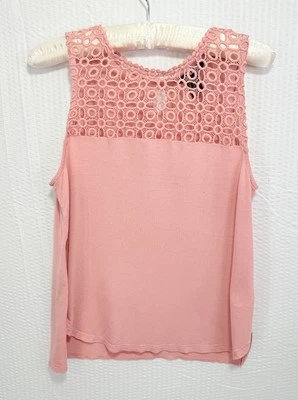 Cottagecore embroidered warm pink sleeveless tank top summer H&M Sz XS camisole - image 1 of 4