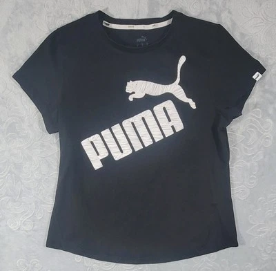 Camiseta Puma Niña Juvenil Talla XL Negra Manga Corta Camiseta Puma Logo Cuello Redondo Foto 1 de 4