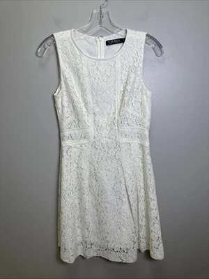 Ralph Lauren Mini Dress 4 P Lace Sheath Sleeveless White Wedding Bride Preppy - Image 1 of 4