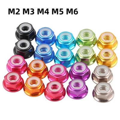 M2 M3 M4 M5 M6 Aluminium Selbstsichernde Stop-Muttern Sechskantmuttern Flansch - Bild 1 von 4