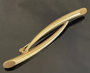 14k Yellow Gold Double Lines Vintage Signed 585 FS Brooch Pin 4.5g F5 - Picture 1 of 7