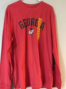 Camicia Champion Georgia University Bulldogs Uomo Manica Lunga Rossa XXL Nuova - Foto 1 di 4